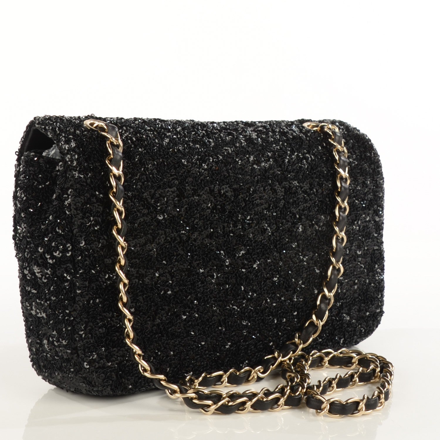 Chanel Sequin Embroidered Medium Flap Bag Black 3 of 8