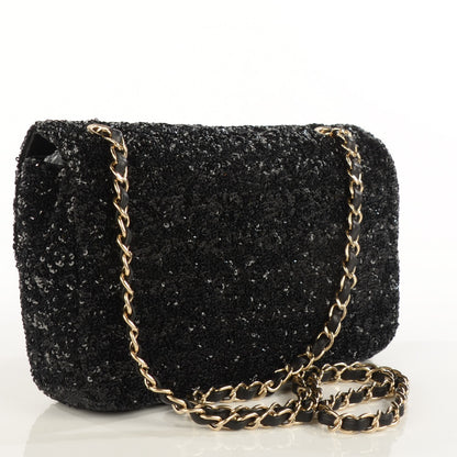 Chanel Sequin Embroidered Medium Flap Bag Black 3 of 8