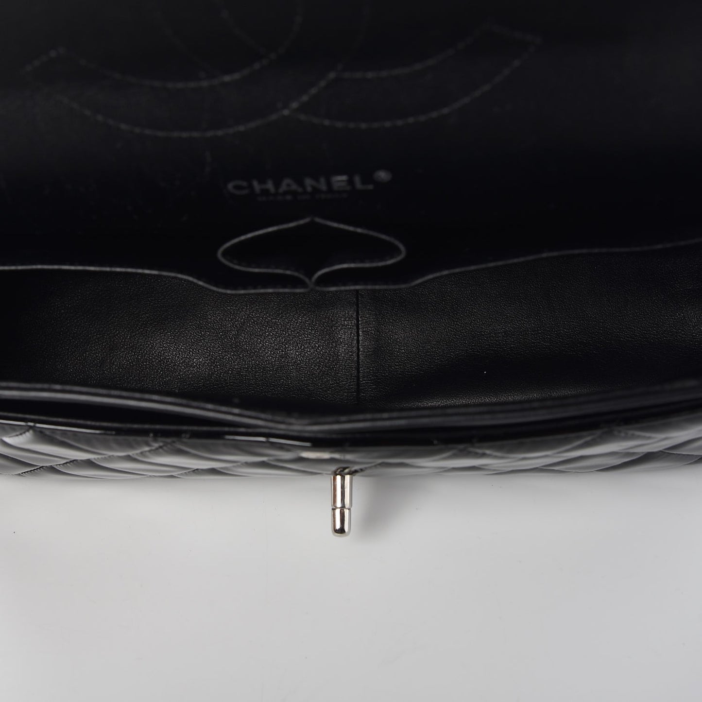 Patent Quilted Jumbo Double Flap Black
