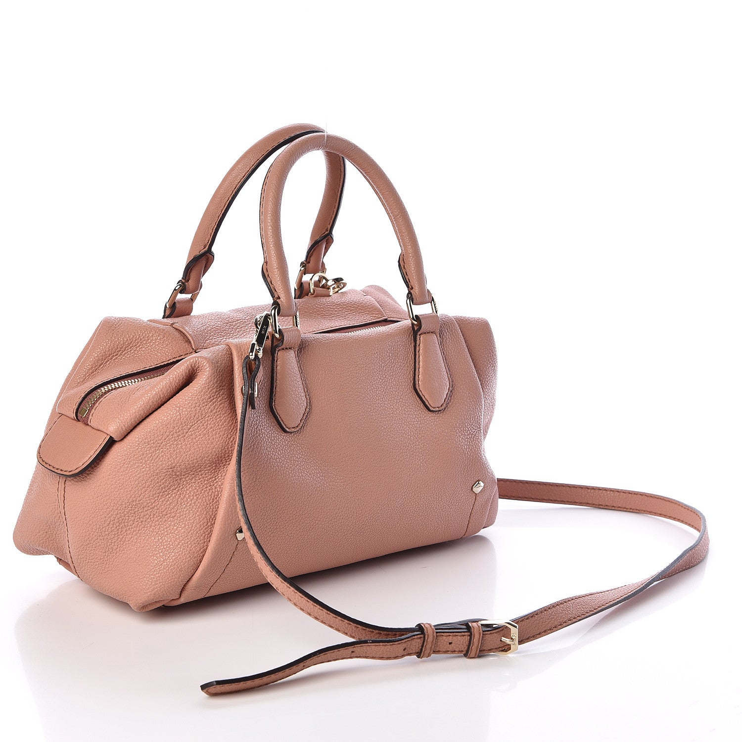 MCM Calfskin Bowler Bag Pink 4 of 10