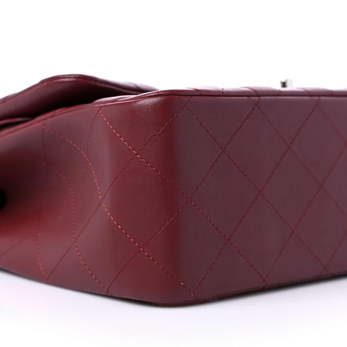 Lambskin Quilted Jumbo Double Flap Burgundy