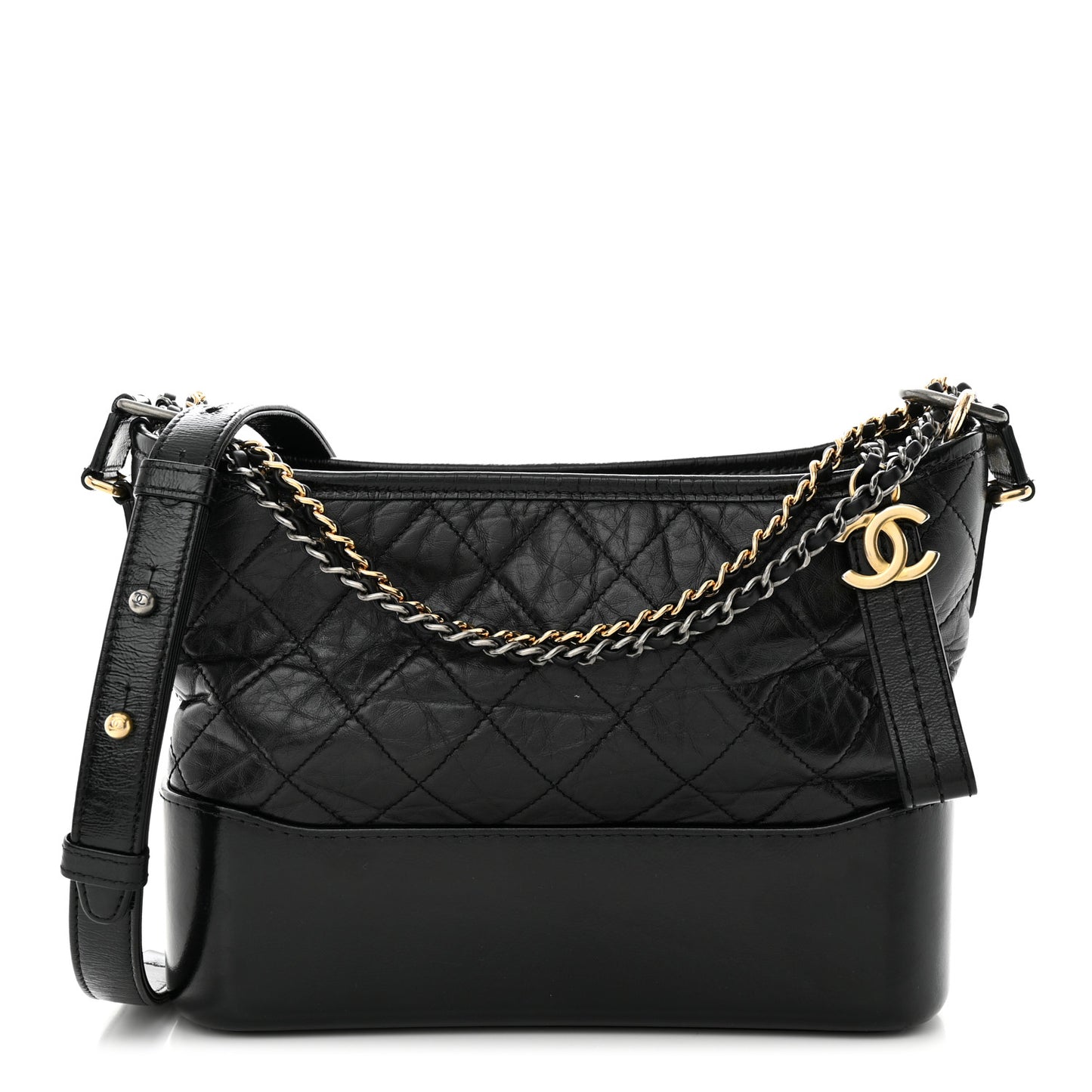 Aged Calfskin Quilted New Medium Gabrielle Hobo Black