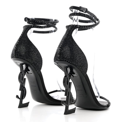 Saint Laurent Satin Crystal Opyum Sandals 37.5 Black 4 of 10