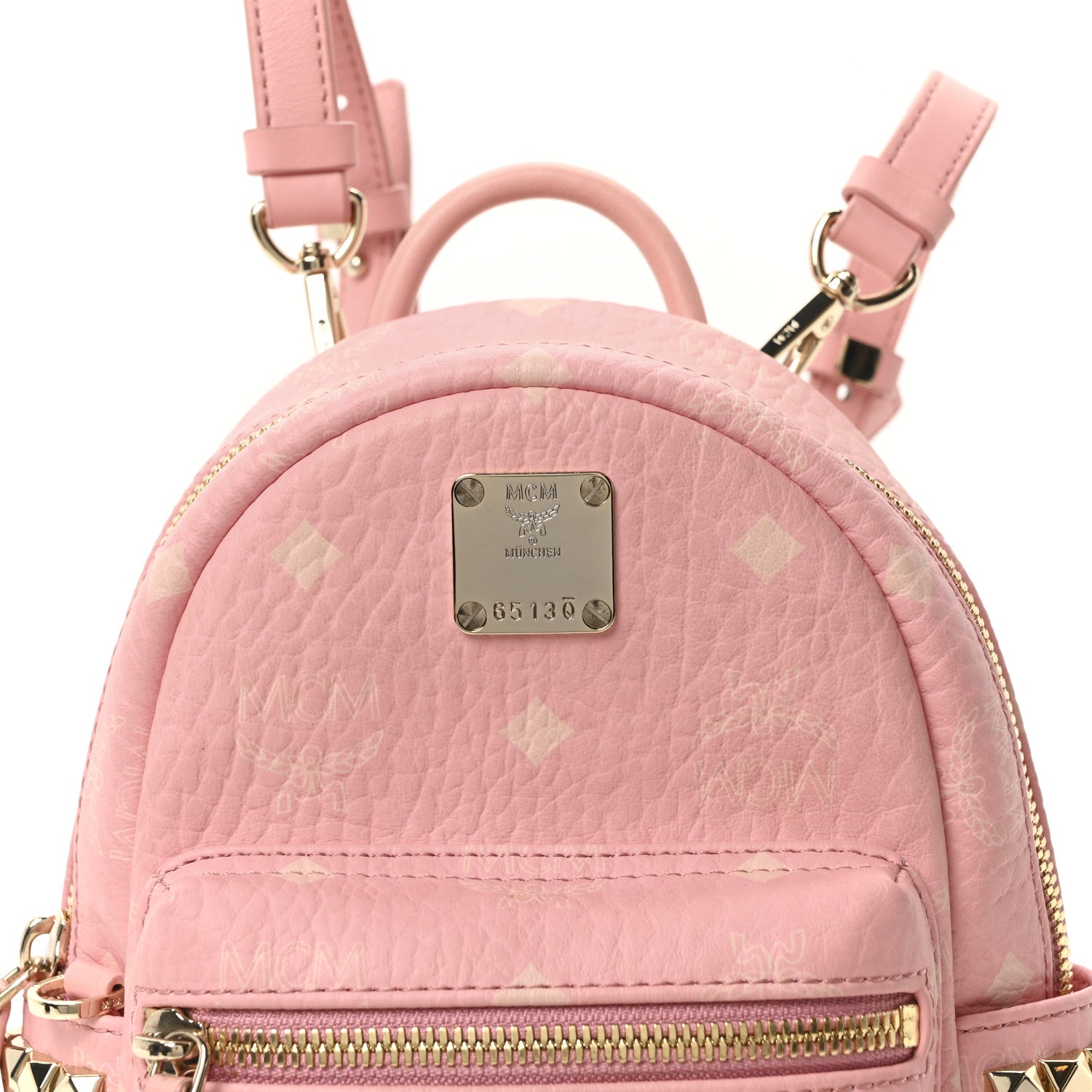 MCM Stark Side Stud Mini Backpack (Soft Pink)