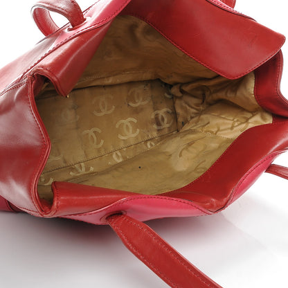 Chanel Calfskin CC Stitched Tote Red 5 of 14