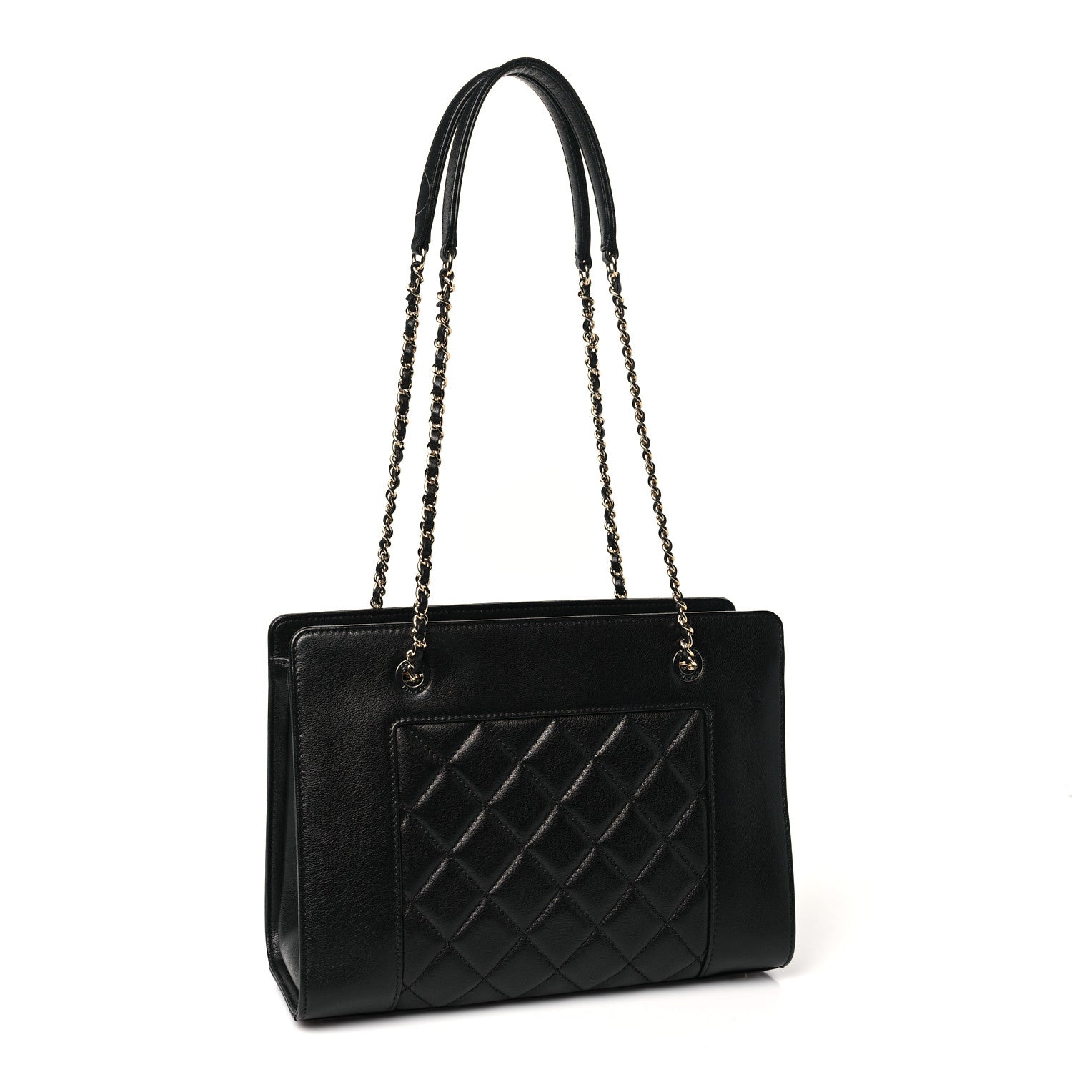 Chanel Sheepskin Quilted Small Mademoiselle Vintage Shopping Tote Black 3 of 10
