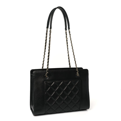 Chanel Sheepskin Quilted Small Mademoiselle Vintage Shopping Tote Black 3 of 10