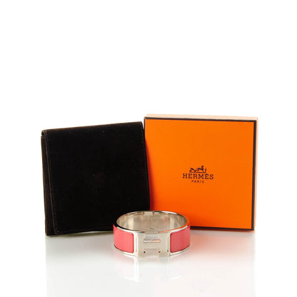 Hermes Enamel Wide Clic Clac H Bracelet PM Rouge Corail 4 of 6