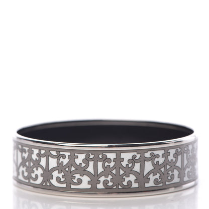 Hermes Enamel Printed Wide Balcons du Guadalquivir Bracelet 70 Silver 3 of 5
