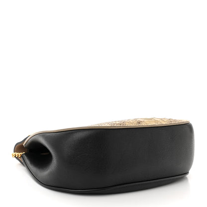 Chloe Snakeskin Smooth Calfskin Drew Shoulder Bag Beige Black 4 of 13