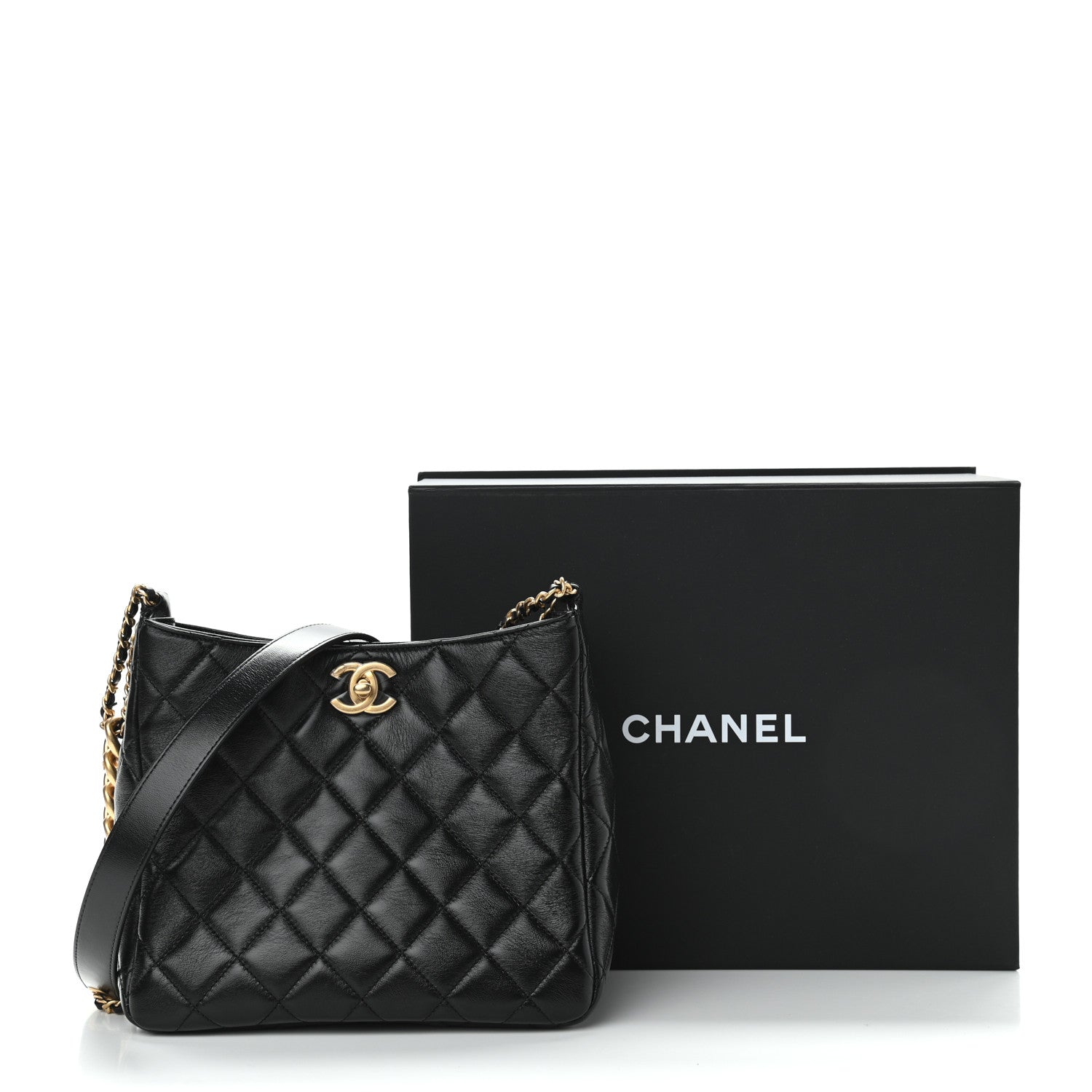 Chanel Lambskin Quilted Hobo Black 11 of 11