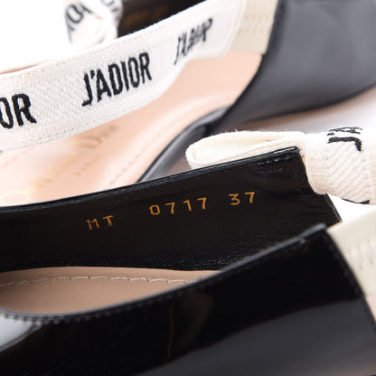 Christian Dior Patent Ribbon J'Adior Slingback Ballet Flats 37 Black 7 of 9