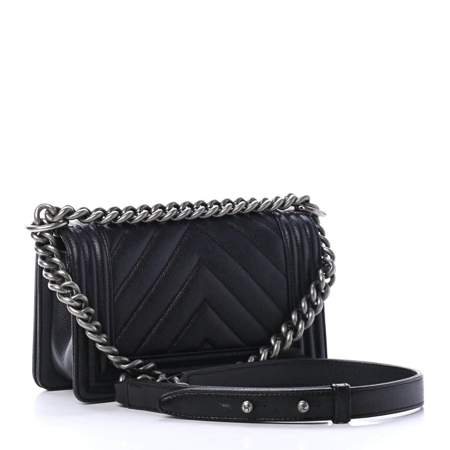 Chanel Caviar Chevron Quilted Small Boy Flap Black 2 of 4