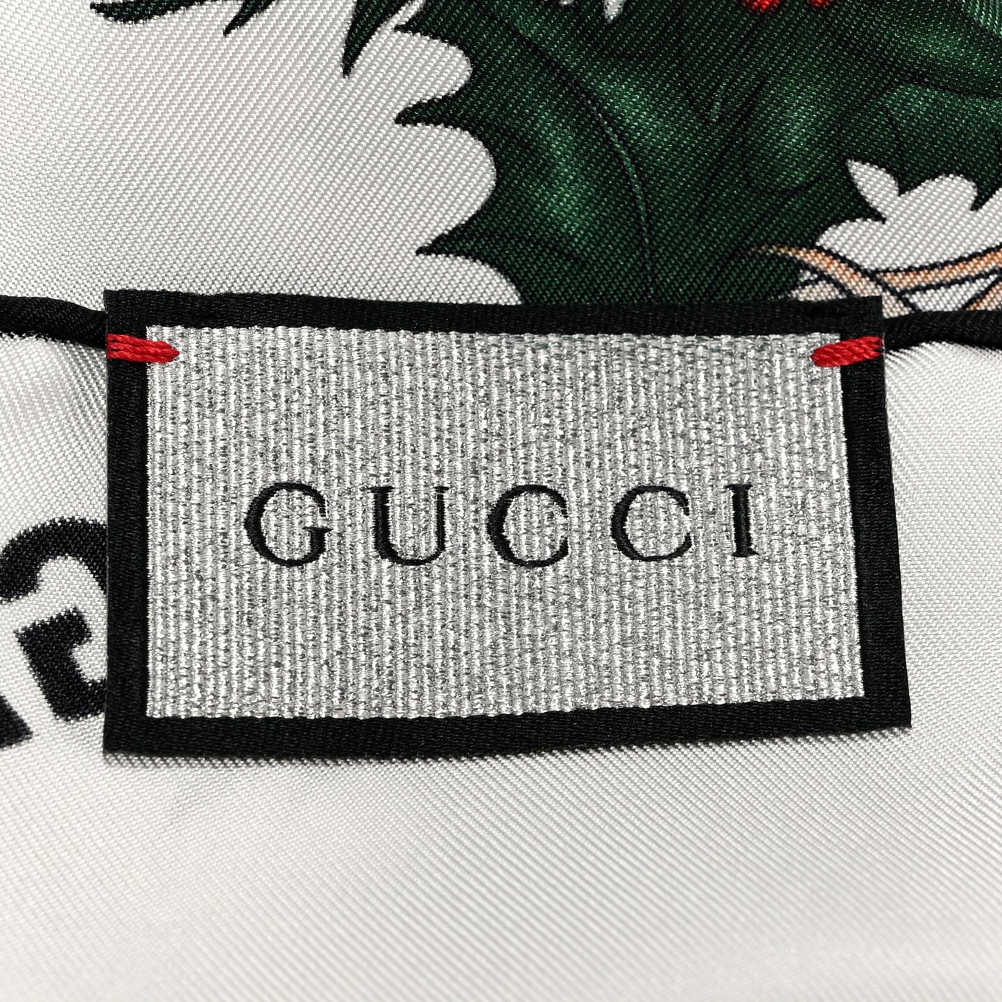 X BALENCIAGA Silk Twill Allover Logo Print Floral Square Scarf Ivory Multicolor