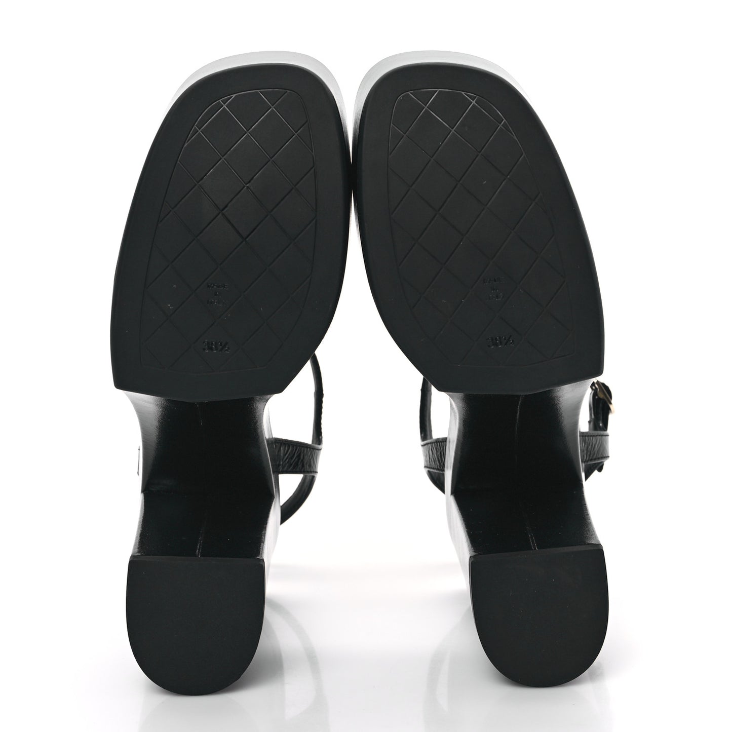 Calfskin CC Platform Sandals 38.5 Black