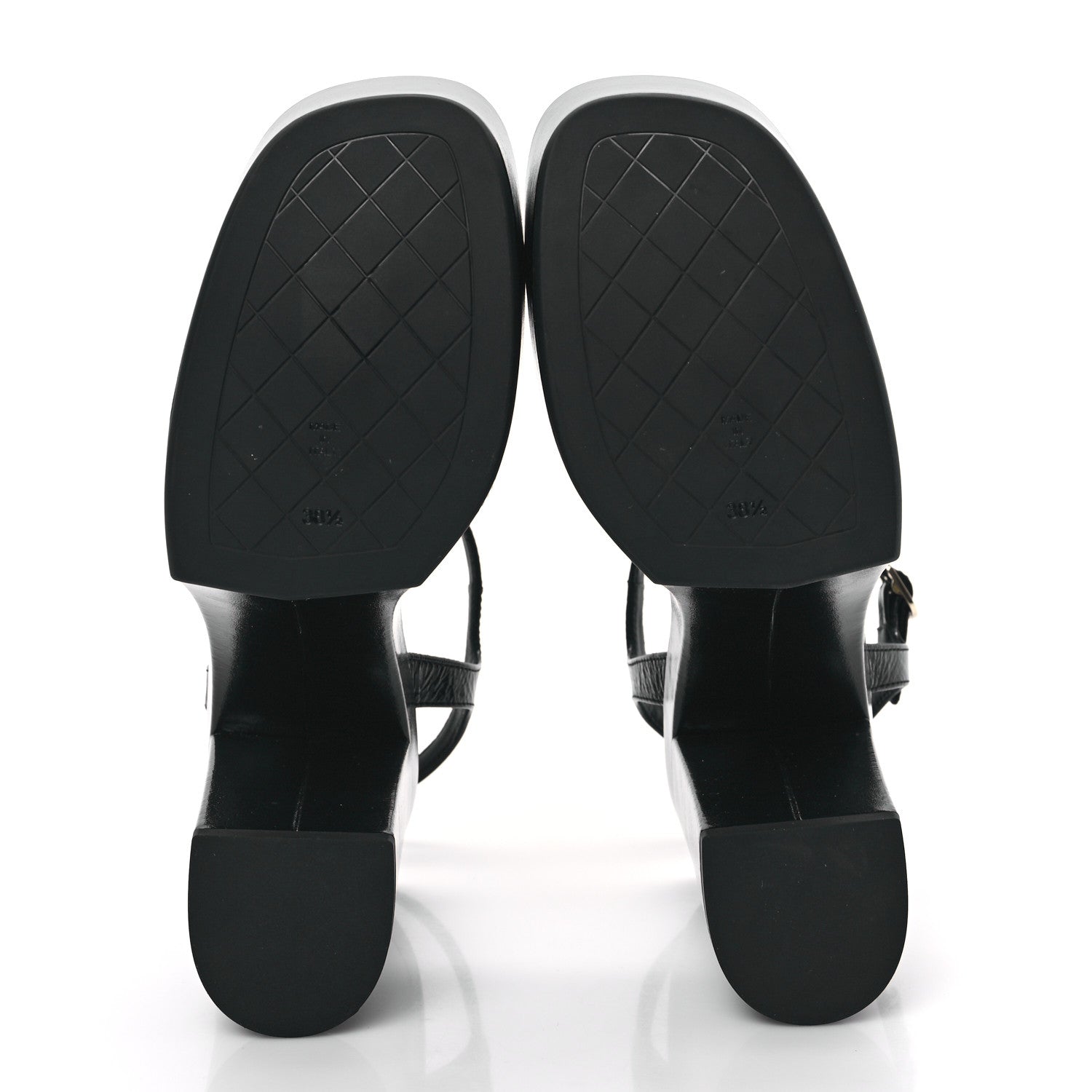 Chanel Calfskin CC Platform Sandals 38.5 Black 5 of 10