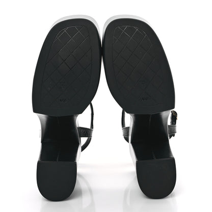 Chanel Calfskin CC Platform Sandals 38.5 Black 5 of 10