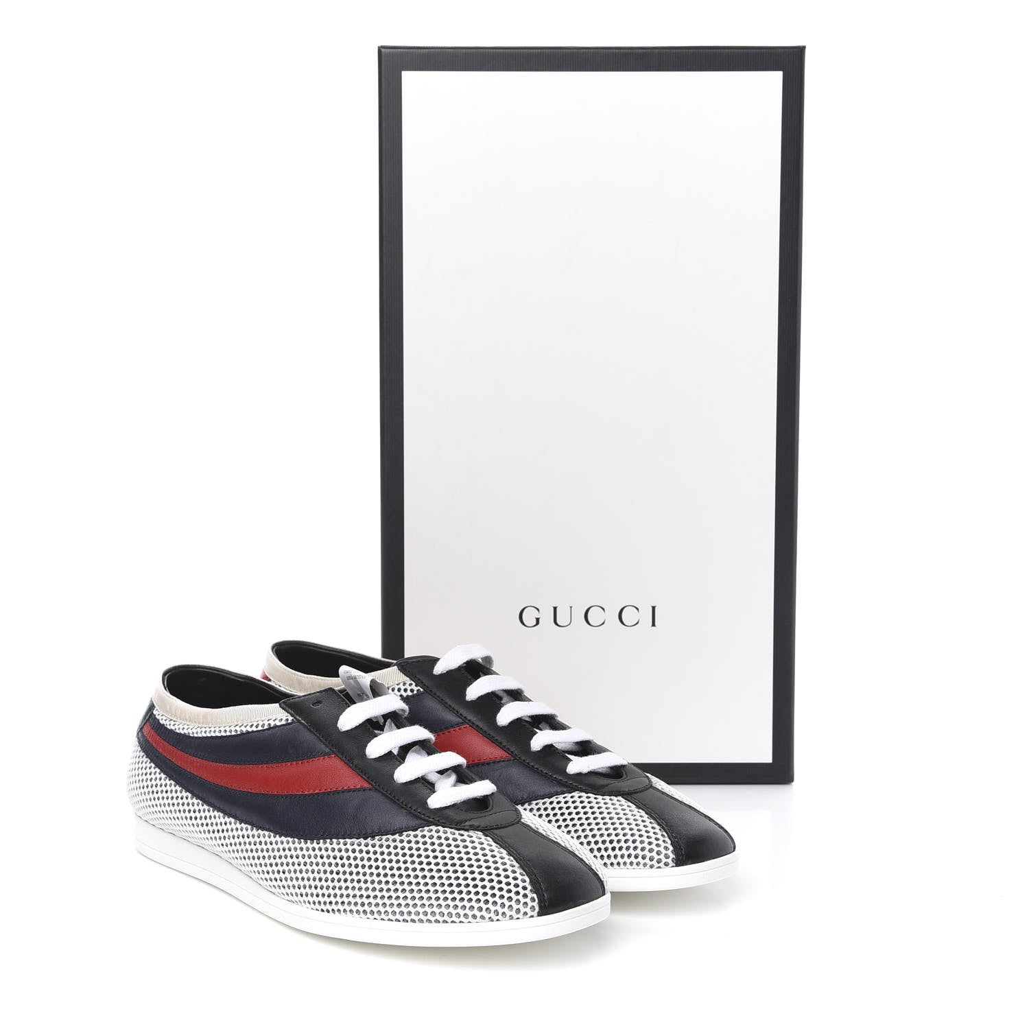 Gucci Calfskin Web Falacer Sneakers 7.5 White Blue Red 9 of 9