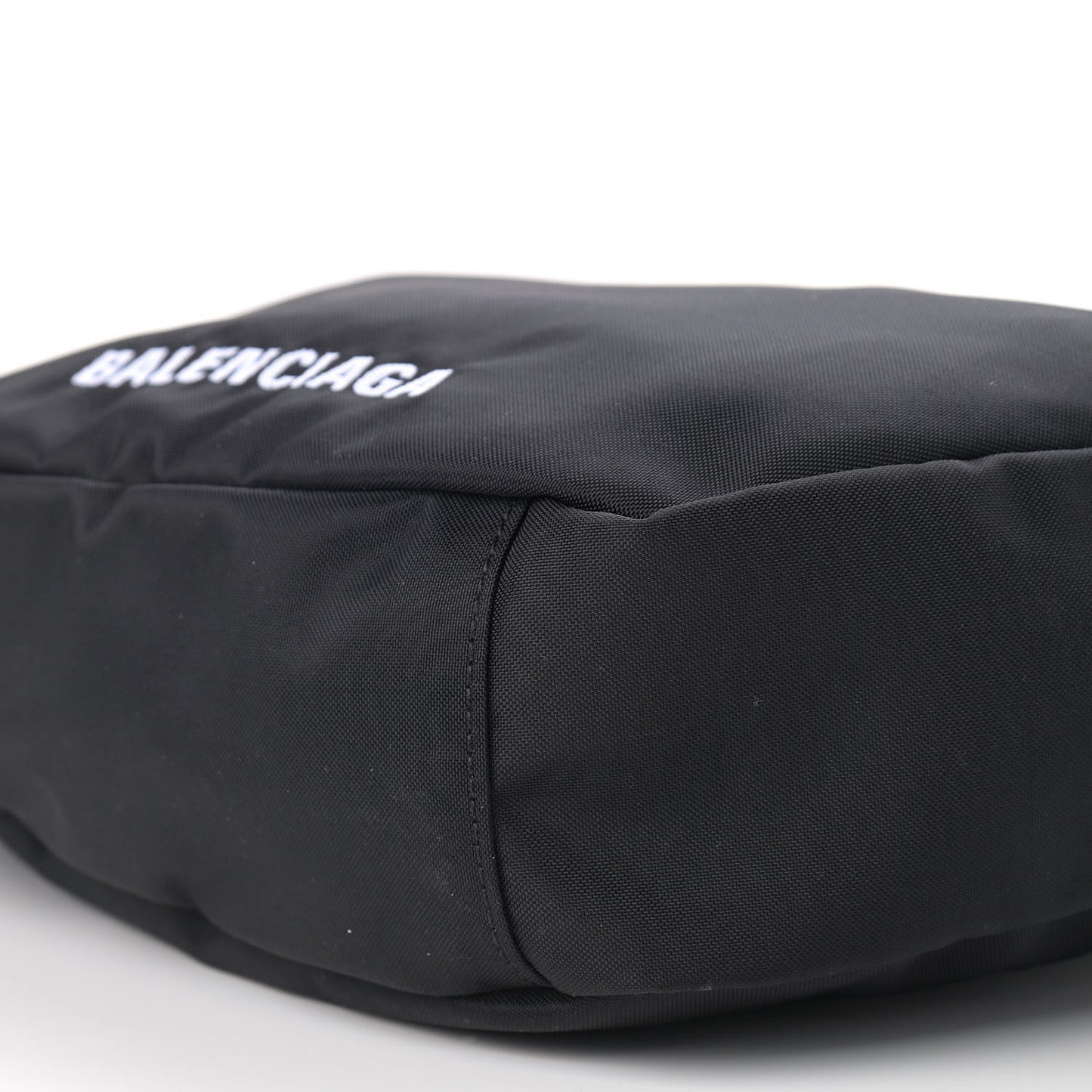 Recycled Sport Nylon Logo Embroidered Large Wheel Sling Bag Black White