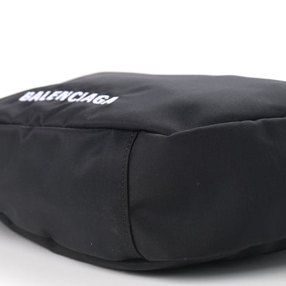 Balenciaga Recycled Sport Nylon Logo Embroidered Large Wheel Sling Bag Black White 9 of 10