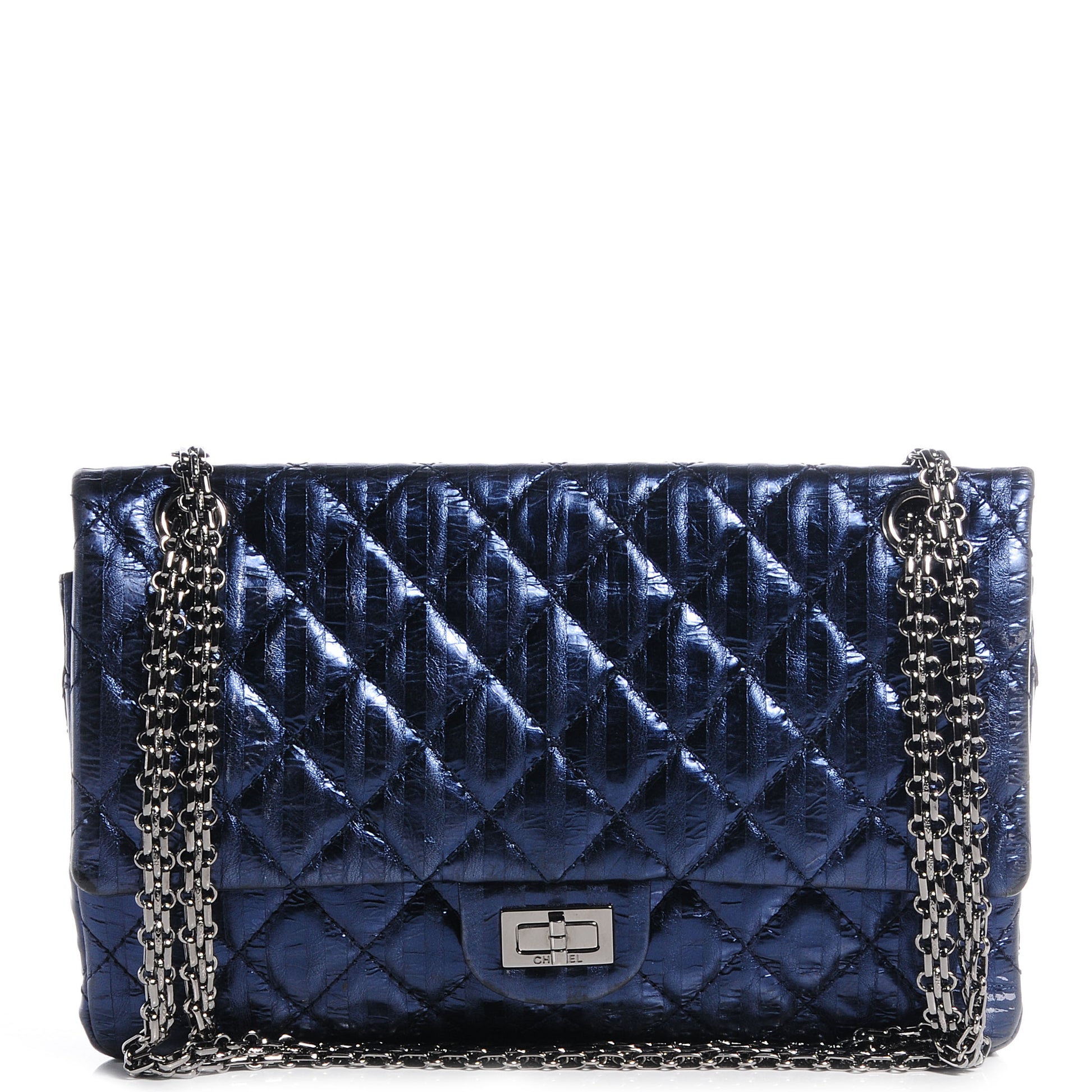 Chanel Metallic Striped 2.55 Reissue 226 Flap Blue 1 of 7