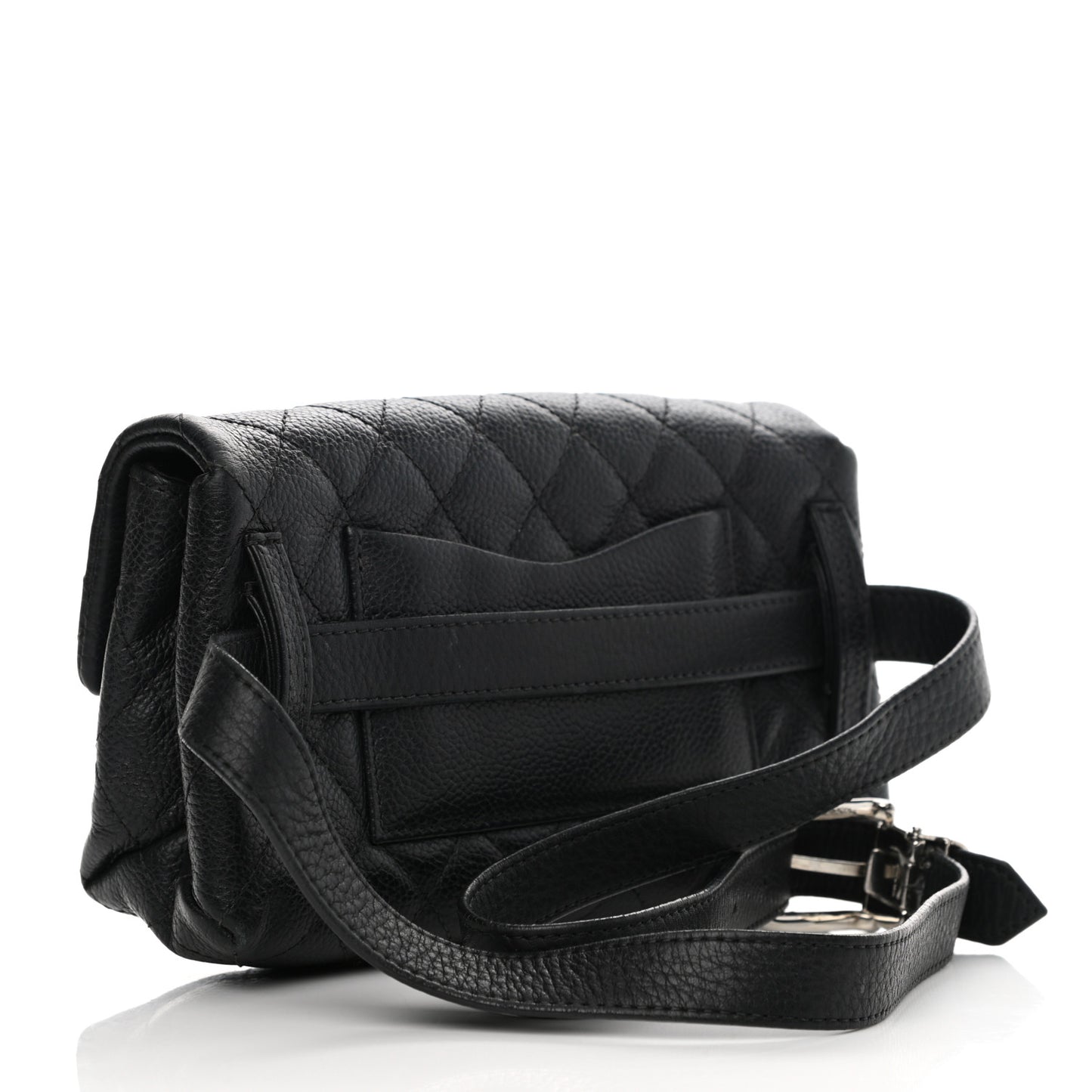 Grained Calfskin Quilted 2.55 Reissue Flap Belt Bag Clutch Black
