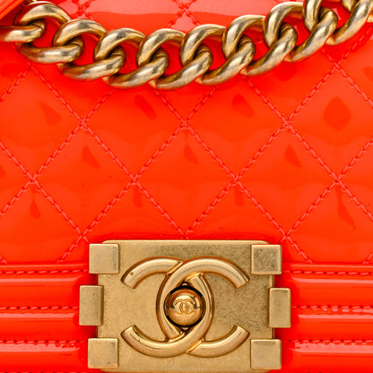Chanel Patent Calfskin Quilted Small Boy Flap Orange 8 of 11