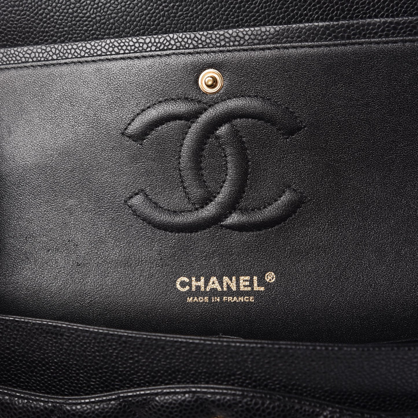 Caviar Quilted Medium Double Flap Black
