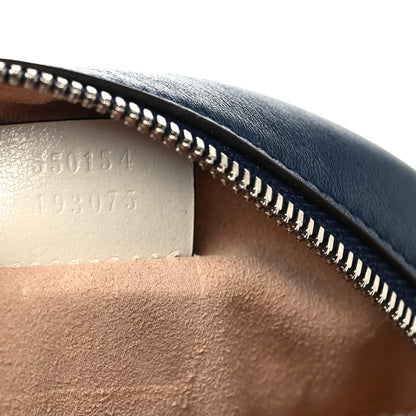 Gucci Azalea Calfskin Matelasse Diagonal Mini Torchon GG Marmont Round Shoulder Bag Blue Agata Mystic White 7 of 10