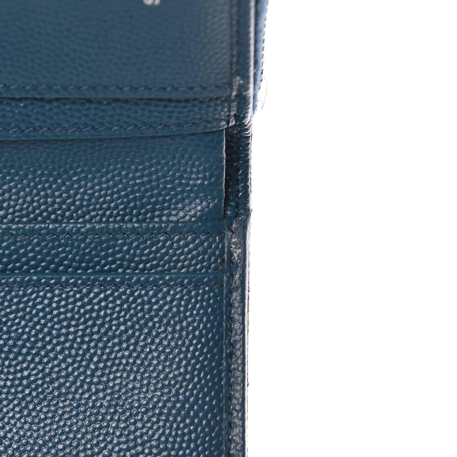 Saint Laurent Grain De Poudre Matelasse Compact Zip Around Wallet Peacock Green 17 of 21