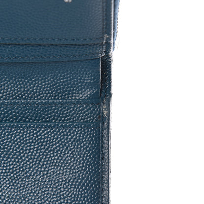 Saint Laurent Grain De Poudre Matelasse Compact Zip Around Wallet Peacock Green 17 of 21
