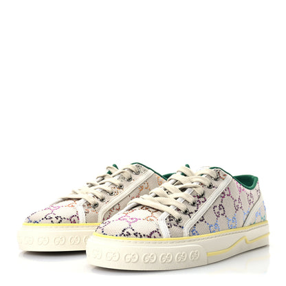 Gucci Canvas Lame Crystal GG Monogram Womens 1977 Tennis Sneakers 41 Gardenia Silver Mystic White 4 of 9