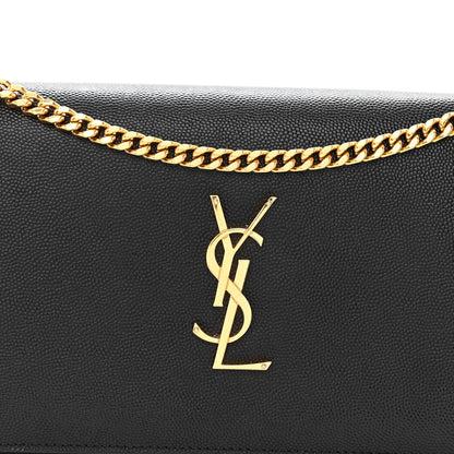 Saint Laurent Grain De Poudre Monogram Chain Wallet Black 6 of 8