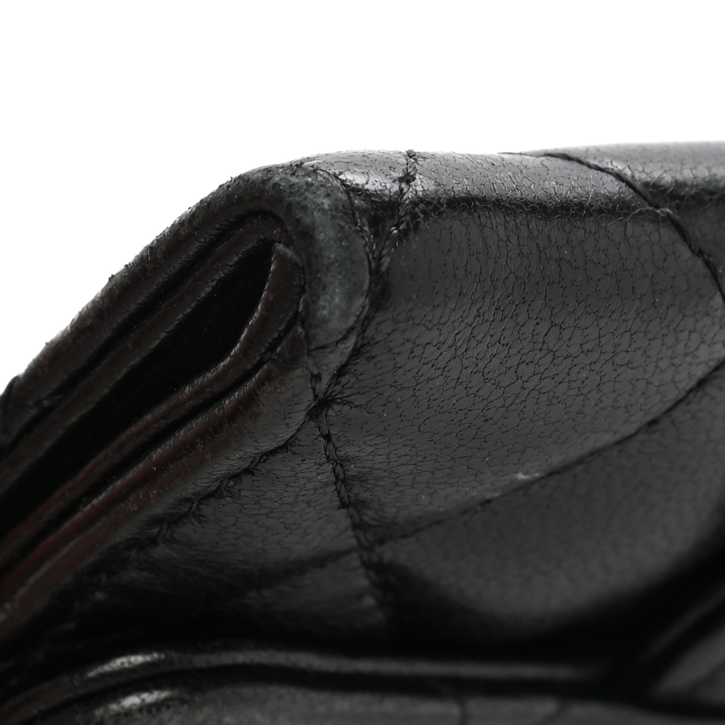 Lambskin Quilted Flap Card Holder Wallet Black