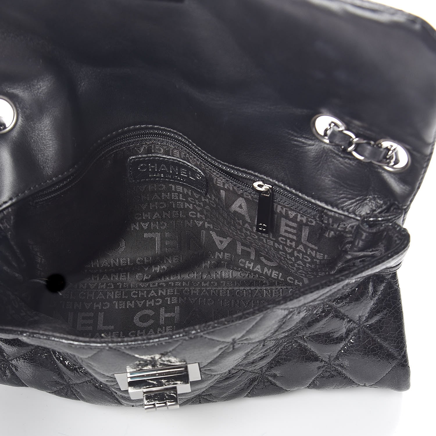 Chanel Glazed Crackled Calfskin Quilted Mademoiselle Flap Black 5 of 10