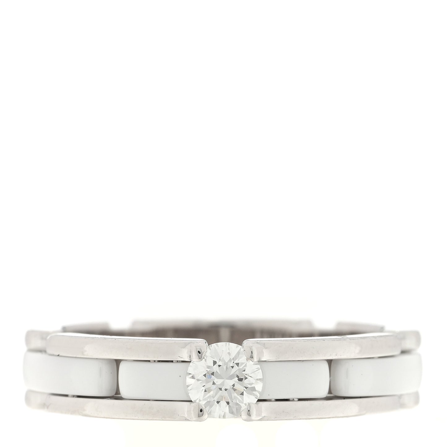 18K White Gold Ceramic Diamond Slim Ultra Ring 51 5.75 White