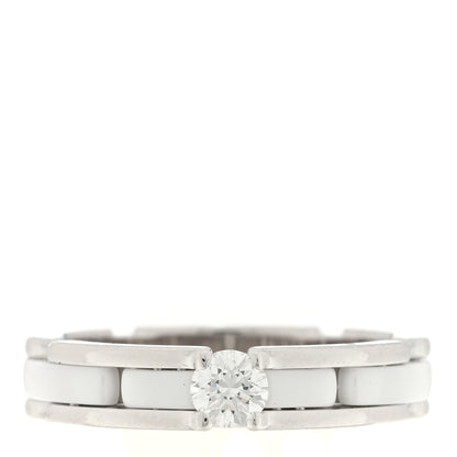 Chanel 18K White Gold Ceramic Diamond Slim Ultra Ring 51 5.75 White 1 of 4