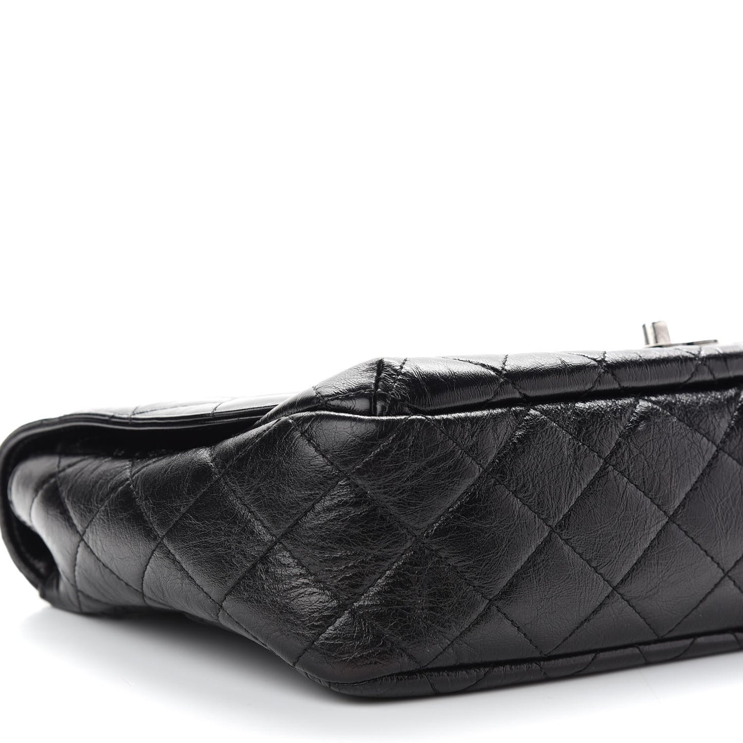 Shiny Goatskin Quilted Flap Black