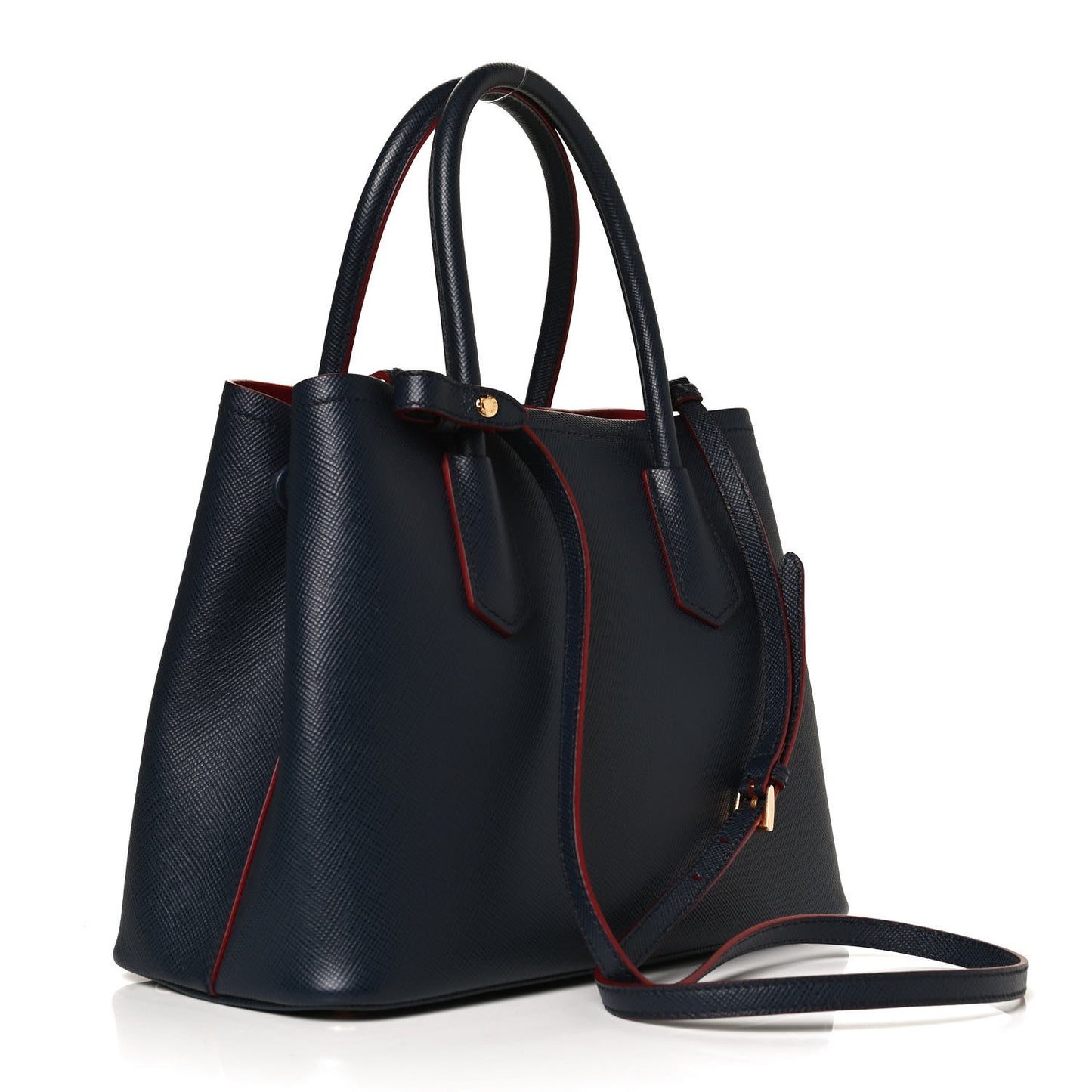 Saffiano Cuir Small Double Bag Baltico Fuoco