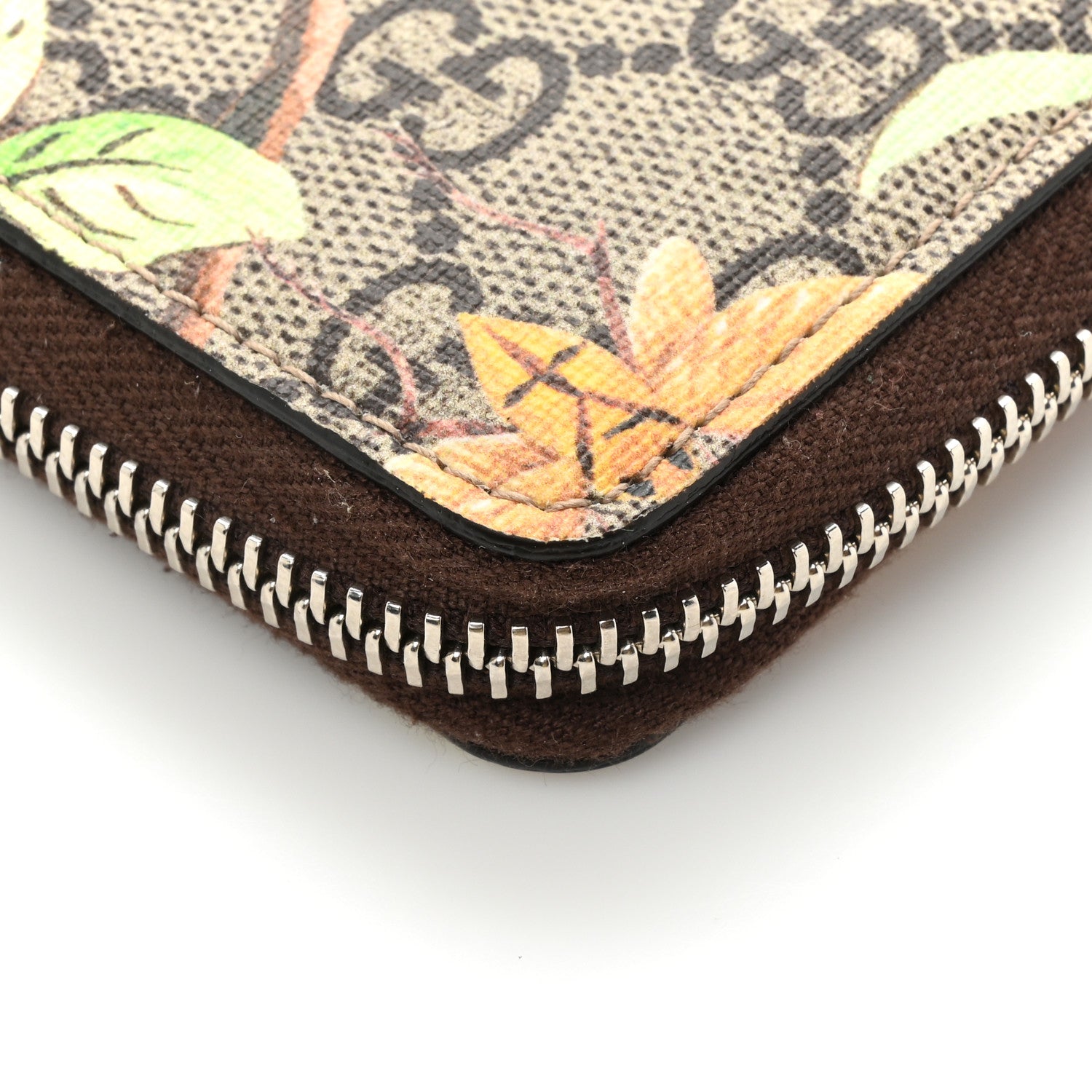 Gucci GG Supreme Monogram Tian Zip Around Card Case Wallet Beige Multicolor New Acero 9 of 13