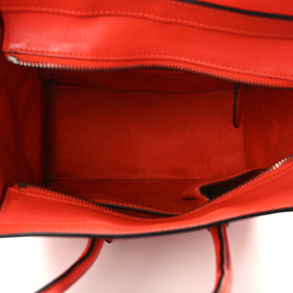 Celine Drummed Calfskin Micro Luggage Vermillion 5 of 17