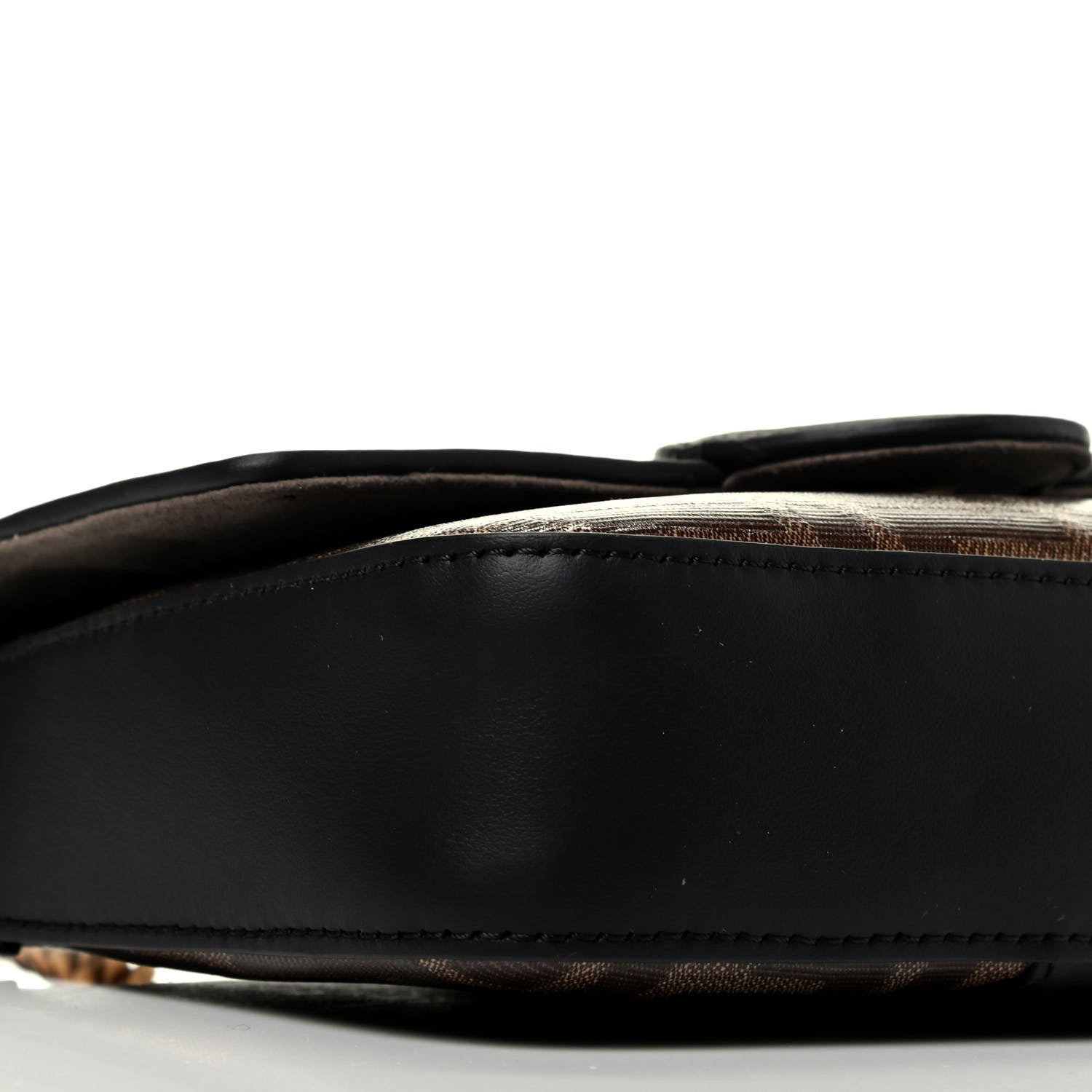Fendi Glazed Fabric Vitello Century FF 1974 Stamp Patch Mini Double F Crossbody Bag Mogano Panna Black 8 of 9