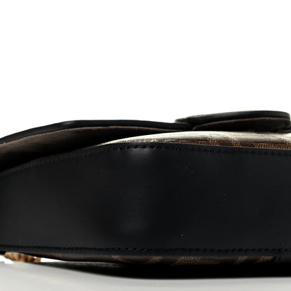 Fendi Glazed Fabric Vitello Century FF 1974 Stamp Patch Mini Double F Crossbody Bag Mogano Panna Black 8 of 9