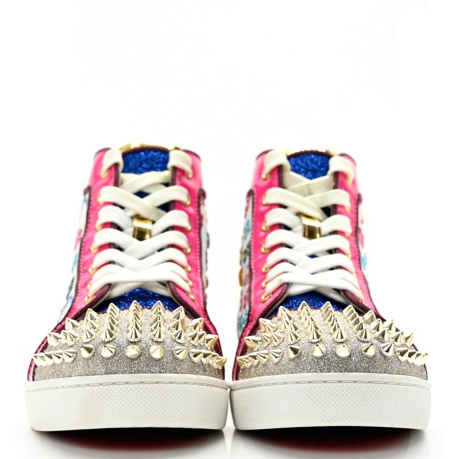 Christian Louboutin Calfskin Louis Spikes Flat Sneakers 38 Multicolor 2 of 16