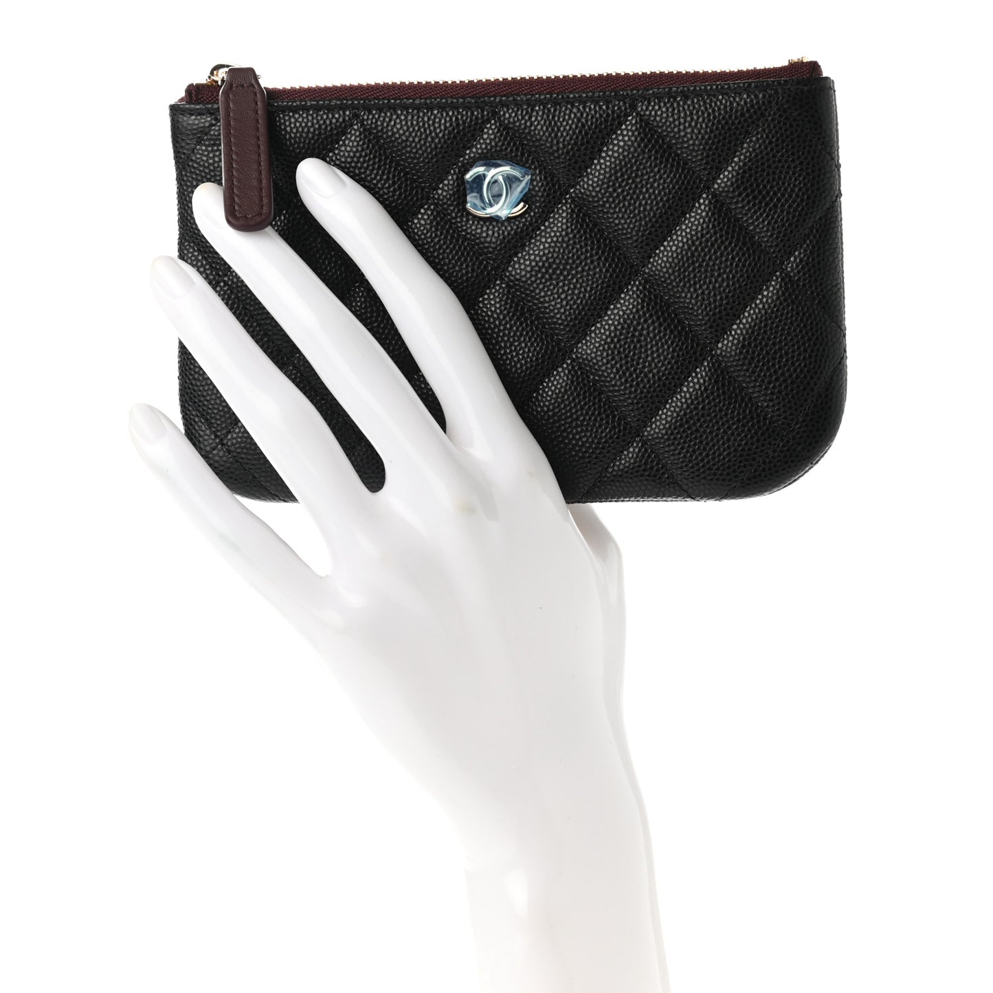 Caviar Quilted Small Cosmetic Case Black