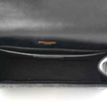 Saint Laurent Grain De Poudre Textured Mixed Matelasse Triquilt Medium Monogram Satchel Black 6 of 12