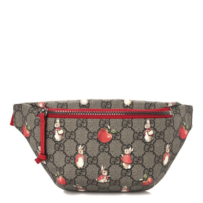 Gucci X PETER RABBIT GG Supreme Monogram Rabbit Print Childrens Belt Bag Beige Ebony Red 1 of 10