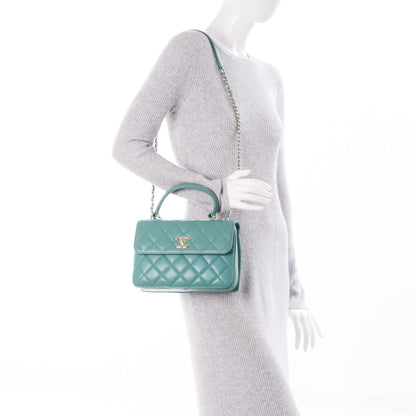 Chanel Lambskin Quilted Small Trendy CC Flap Dual Handle Bag Light Green 2 of 7