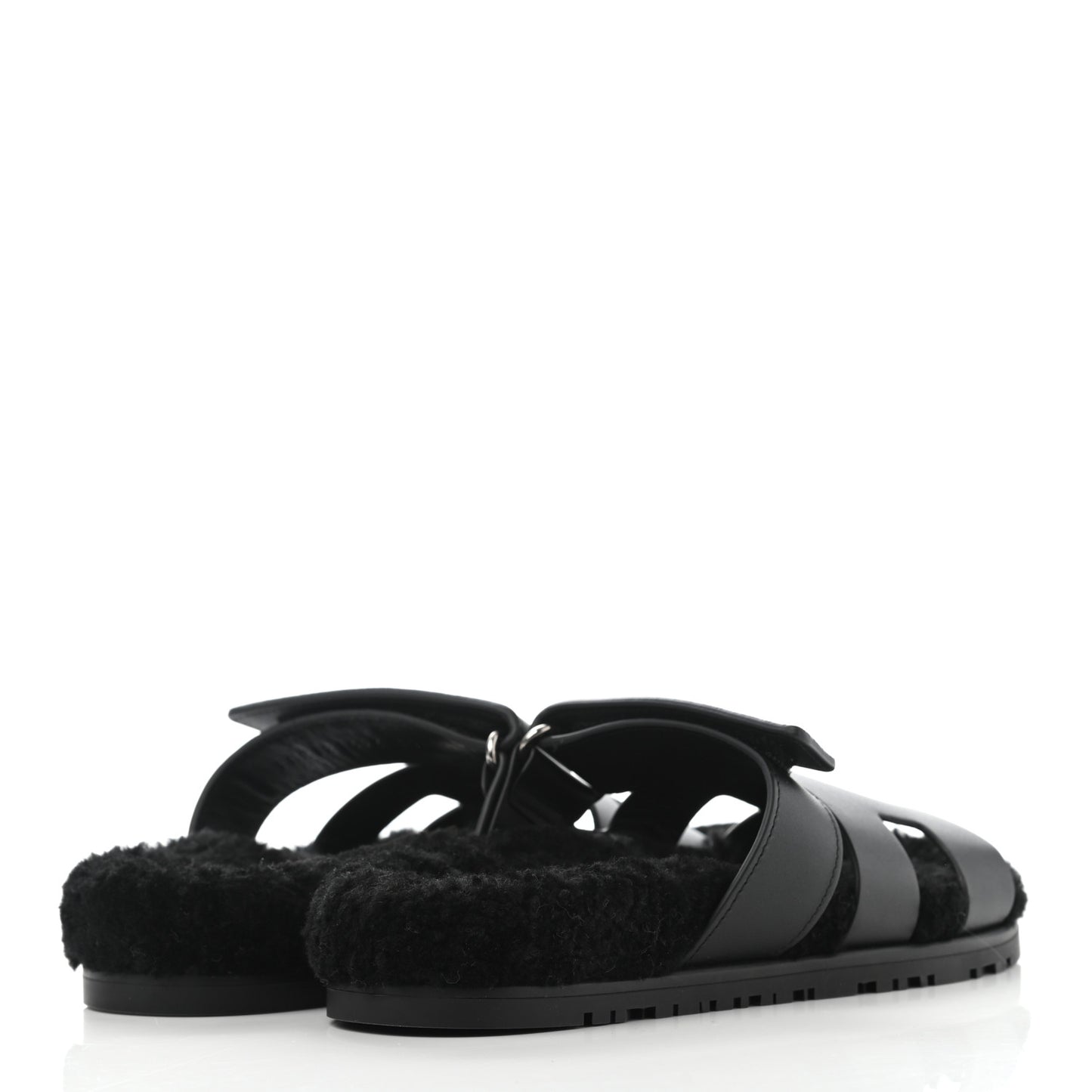 Calfskin Woolskin Womens Chypre Sandals 36 Black