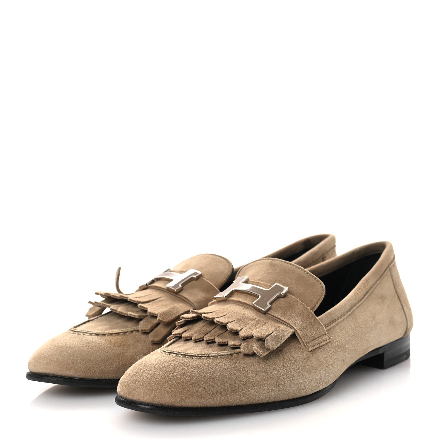 Hermes Suede Goatskin Womens Royal Loafers 37.5 Beige Sable 4 of 14